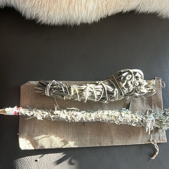 Sage Smudge Two Pack Tribal decorative cotton trim ceremonial bag Quiet Luxury - Picture 4 of 10